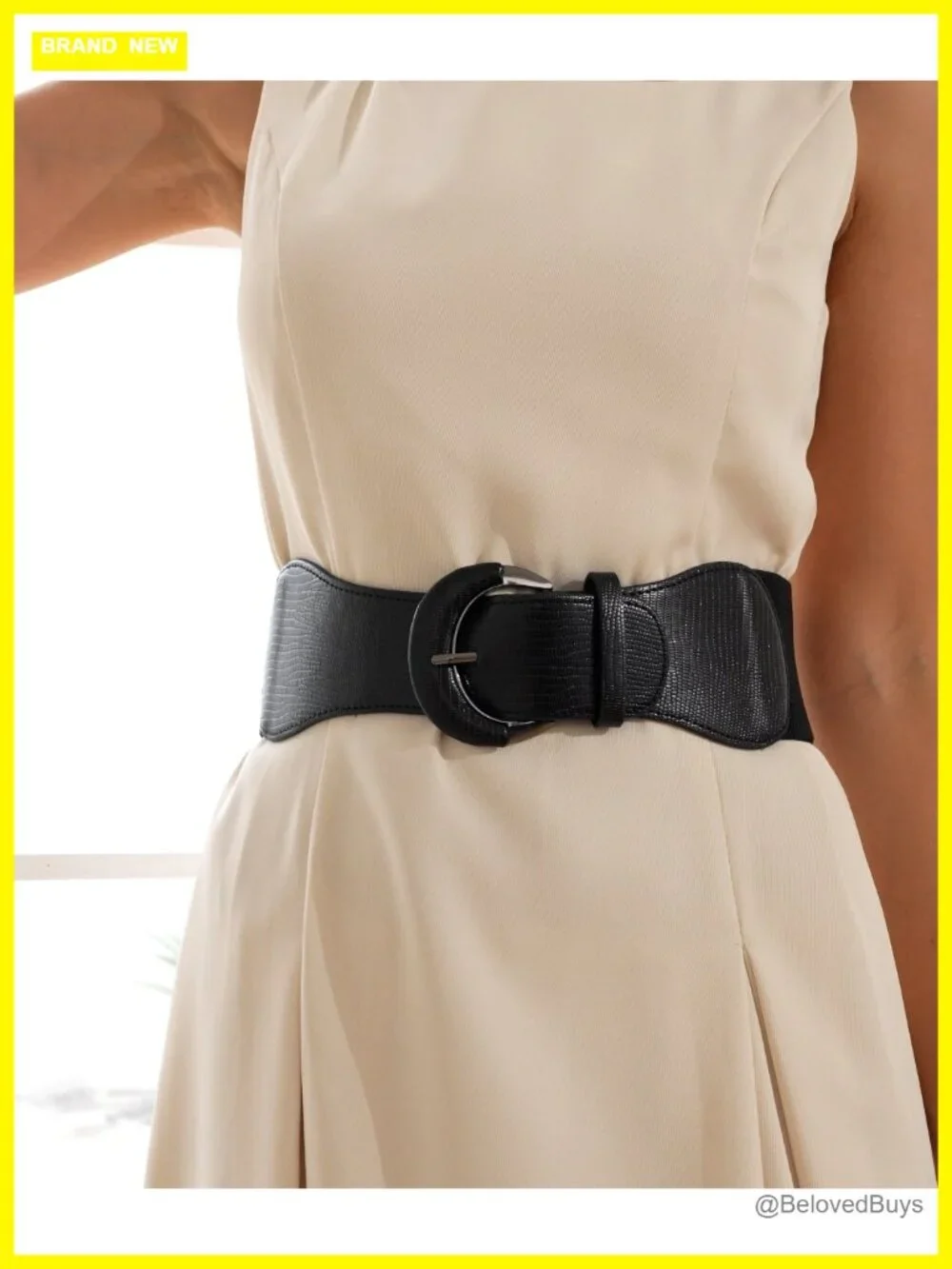 Faux Leather Buckle Waist Belt Adjustable Stretch